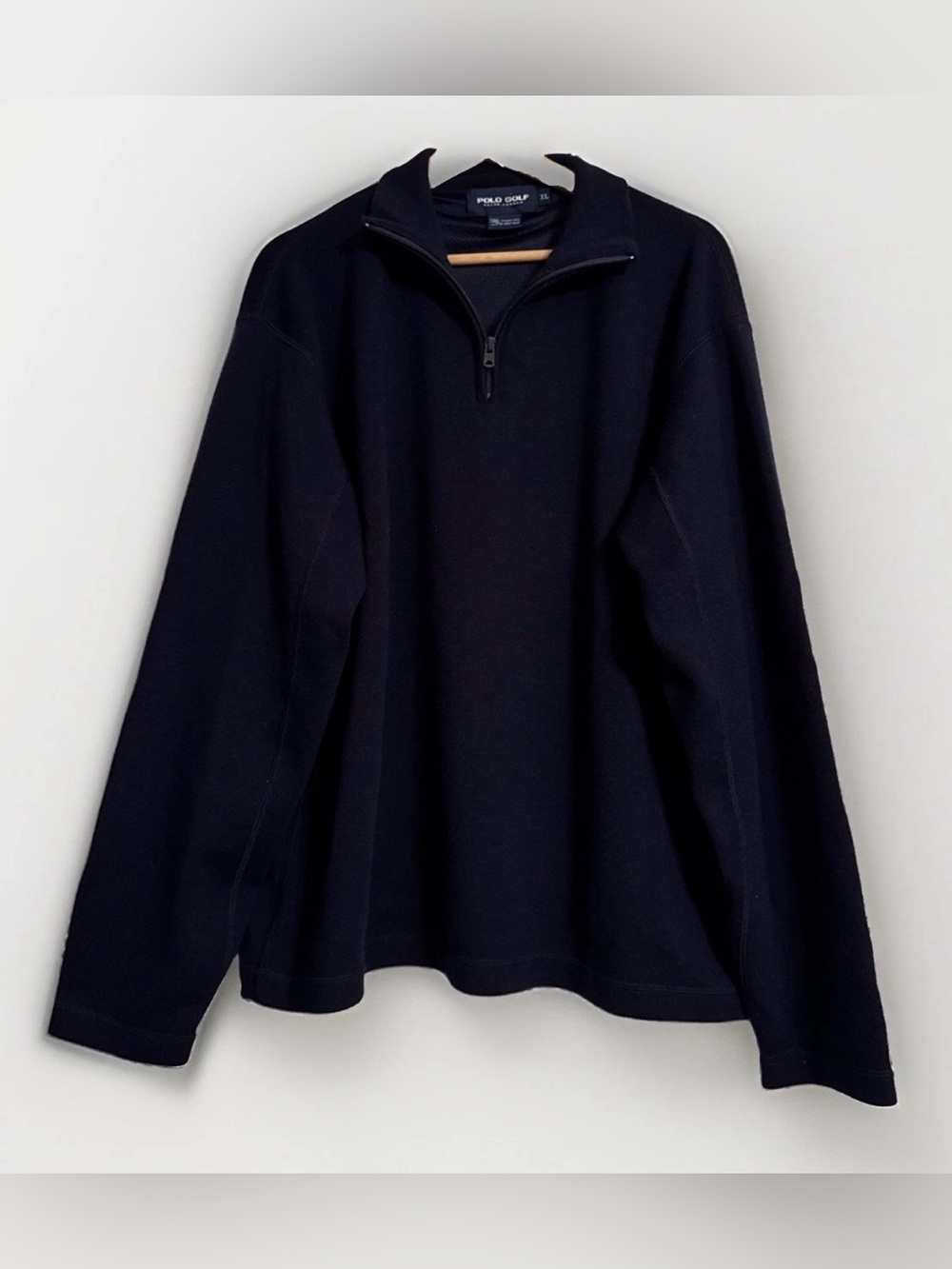 Navy Polo Golf Ralph Lauren 100% Merino Wool Quarter Zip Pullover Sweater XL